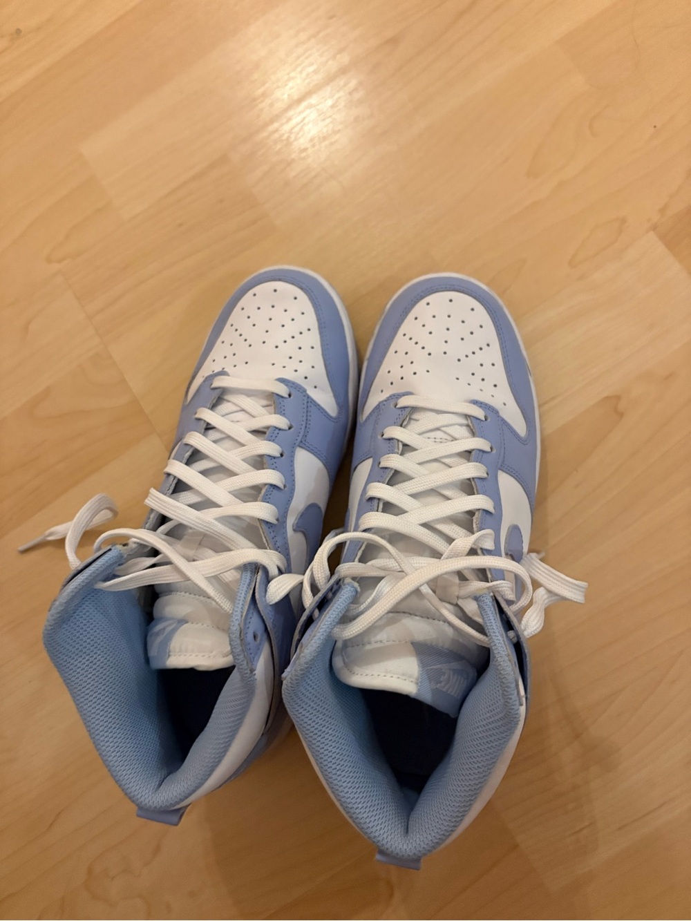 Nike Women’s High-Top Sneakers in White and Light Blue
